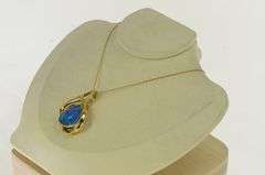 14K Yellow Gold Natural Black Opal Diamond Loop Statement Pendant