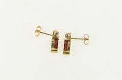 10K Yellow Gold Oval Garnet Diamond Accent Vintage Stud Earrings