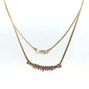 10K Yellow Gold Marquise Ruby Diamond Curved Statement Necklace