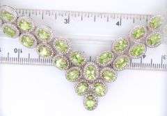 Art Deco 925 Sterling Silver Peridot V Style Necklace