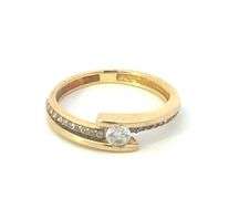 18K Yellow Gold Unique Diamond Vintage Bypass Promise Ring