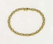 14K Yellow Gold 1.44 Ctw Diamond Bar Link Vintage Chain Bracelet