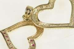 10K Yellow Gold Ruby Diamond Interlocking Heart Love Symbol Pendant