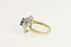 14K Yellow Gold Oval Sapphire Diamond Tiered Halo Engagement Ring