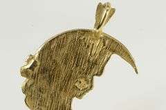 14K Yellow Gold Vintage Engraved Girl in Crescent Moon Charm/Pendant