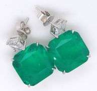 Green Cubic Zirconia Sterling Silver Dangle Earrings