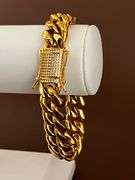 Huge Yellow 18 Kt Gold Plate Cuban Curb Link Bracelet