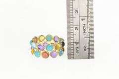 14K Yellow Gold Cabochon Amethyst Topaz Turquoise Pebble Ring