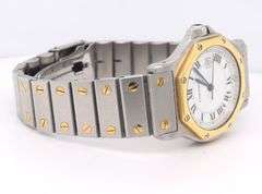Cartier Santos Octagon Automatic White Roman Dial Watch