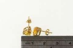 10K Yellow Gold Pear Citrine Solitaire Vintage Classic Stud Earrings