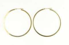 14K Yellow Gold 50mm Squared Hollow Statement Hoop Earrings