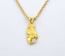 14K Rope Necklace with 22K Nugget Pendant