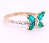 10KT Yellow Gold Emerald Butterfly Ring