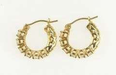 14K Yellow Gold Ornate CZ Swirl Filigree Hoop 14mm Earrings