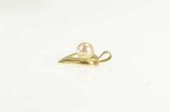 14K Yellow Gold Pearl Vintage Classic Heart Love Symbol Pendant