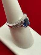LADIES BRAND NEW 14K WHITE GOLD DIAMOND AND SAPPHIRE RING