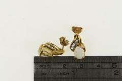 10K Yellow Gold Pear Opal Tanzanite Diamond Accent Stud Earrings