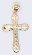 Elegant Yellow Gold Textured Cross Pendant