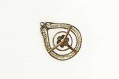 10K Yellow Gold Victorian Pearl White Sapphire Tear Drop Charm/Pendant