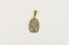 10K Yellow Gold Virgin Mother Mary Christian Jesus Christ CZ Pendant