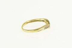 14K Yellow Gold Diamond Chevron Contour Wedding Band Ring