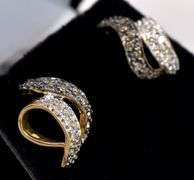 Astounding Swirl Diamond Earrings in 14K Yellow Gold