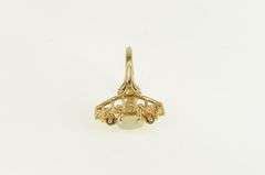 14K Yellow Gold Opal Sapphire Vintage Navette Statement Ring