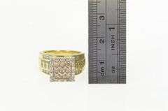 10K Yellow Gold 1.37 Ctw Squared Diamond Cluster Engagement Ring