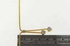 10K Yellow Gold Diamond Popcorn Link Tassel Lavalier Necklace