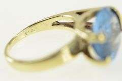 14K Yellow Gold Oval Blue Topaz Retro Freeform Statement Ring