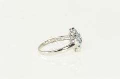 14K White Gold Blue Topaz Ornate Flower Cluster Statement Ring