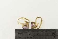 14K Yellow Gold Oval Amethyst Retro Clip Back Vintage Earrings
