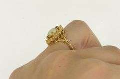 14K Yellow Gold Opal Sapphire Vintage Navette Statement Ring