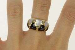 14K Yellow Gold Kabana Mother of Pearl Black Onyx Domed Ring