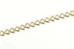 14K Yellow Gold Diamond Heart Love Symbol Tennis Bracelet