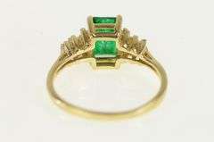 14K Yellow Gold Syn. Emerald CZ Accent Vintage Statement Ring