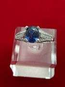 LADIES BRAND NEW 14K WHITE GOLD DIAMOND AND SAPPHIRE RING