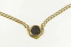 14K Yellow Gold Ancient Roman Coin Peridot Arrow Link Chain Necklace