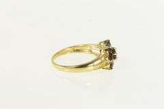 14K Yellow Gold Ruby Flower Vintage Statement Cluster Ring