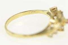 14K Yellow Gold Marquise Ruby Diamond Vintage Bypass Ring