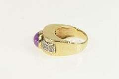 14K Yellow Gold 1960's Syn. Star Ruby Diamond Statement Ring