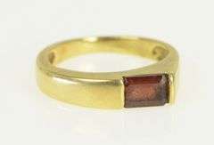 14K Yellow Gold Emerald Cut Garnet Geometric Stacking Band Ring