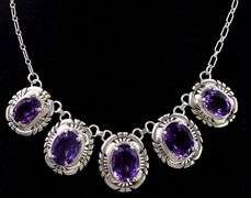 Amythest Drop Necklace in Sterling Silver
