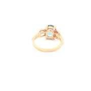 10K Yellow Gold Vintage Oval Blue Topaz Diamond Accent Ring