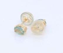 Elegant Yellow Gold oval Emerald Stud Earrings