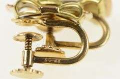 14K Yellow Gold 1960's Retro 3D Bow Ribbon Screw Back Earrings