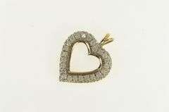 10K Yellow Gold Diamond Heart Love Symbol Vintage Romantic Pendant