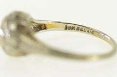 18K White Gold 0.15 Ct Art Deco Floral Diamond Engagement Ring