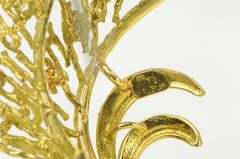 18K Yellow Gold 1960's Wheat Vine Branch Frond Leaf Curved Pin/Brooch