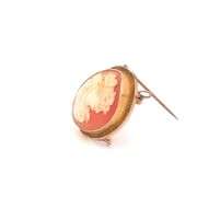 10K Yellow Gold Victorian Carved Shell Cameo Filigree Pendant/Pin